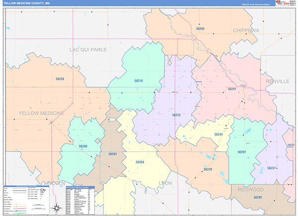 Yellow Medicine County, MN Zip Code Map